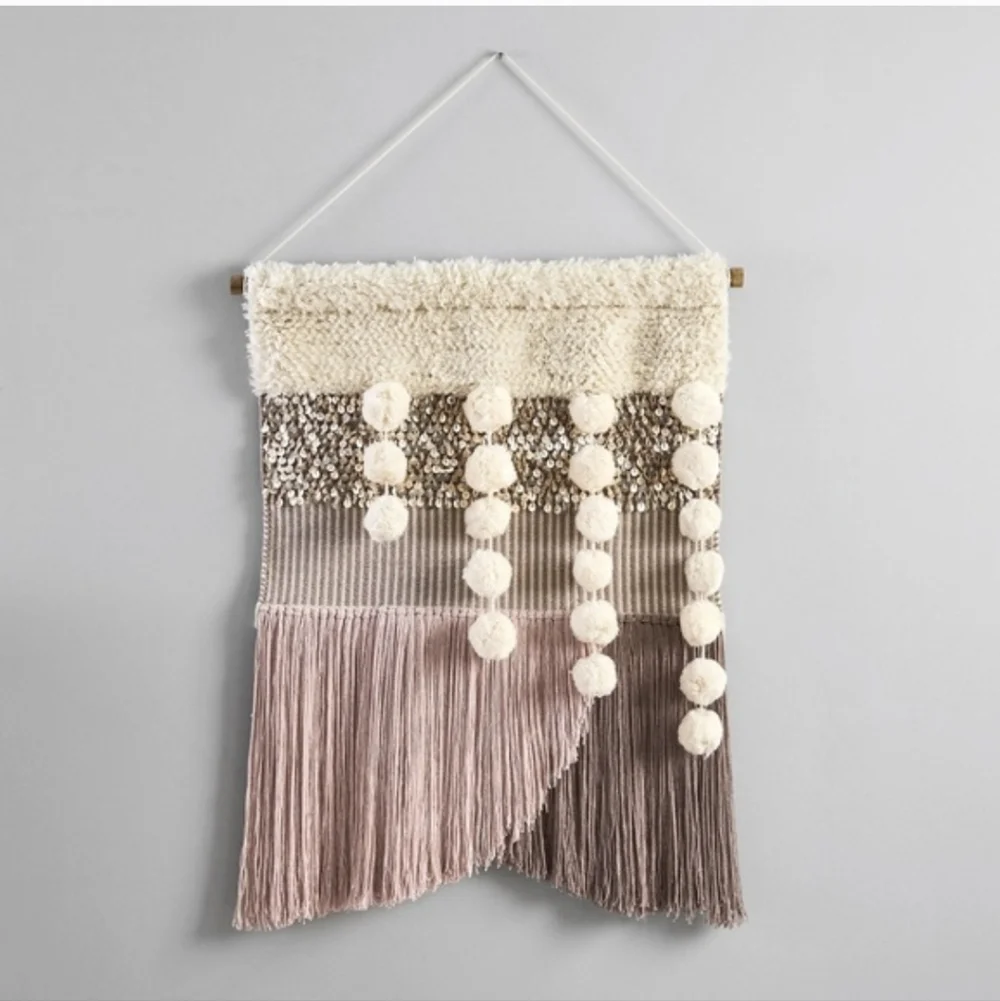Pottery Barn Kids Cream and Brown Woven Wall Tapestry